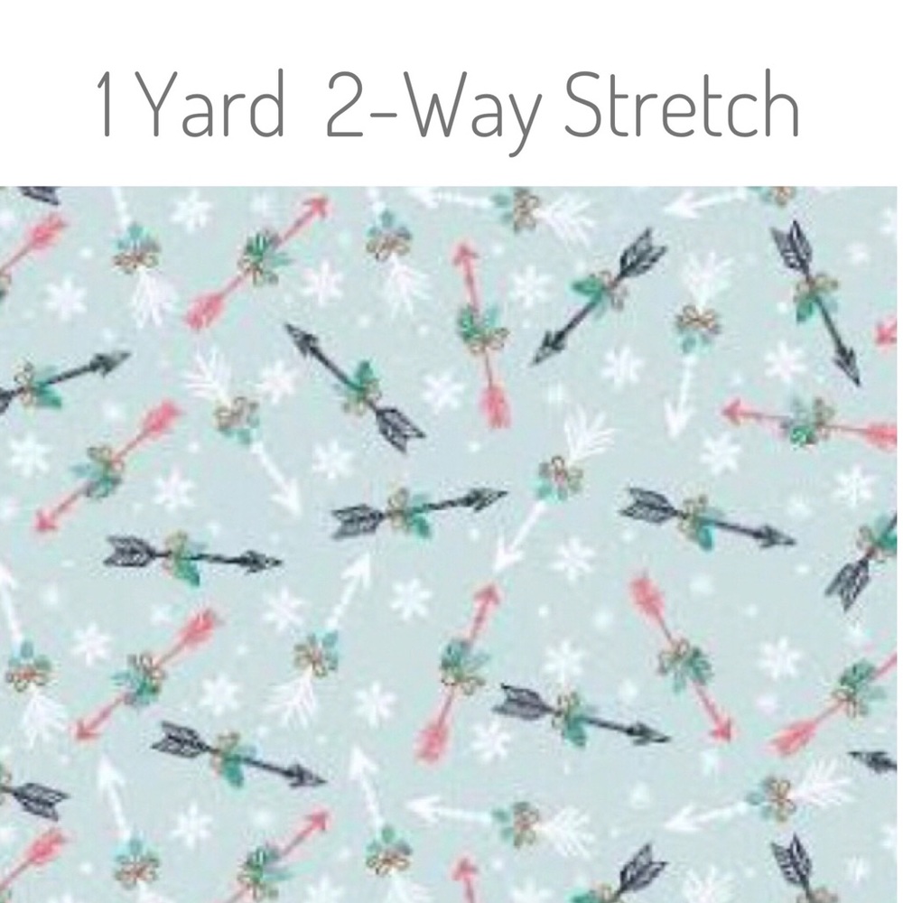 ✅ 5 for $25 - Holiday Fabric, Holly Arrows, Two-Way Stretch, Approx 1 Yard
